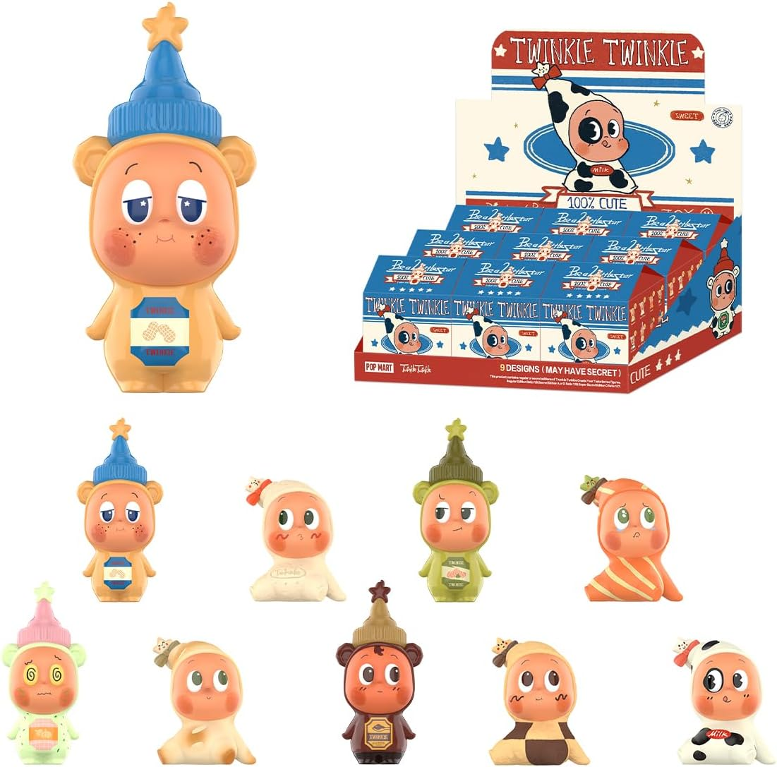 POP MART Twinkle Twinkle Be a Little Star Series - Pingente de pelúcia 1 caixa 2,5 polegadas Personagem articulado Design premium presentes para mulheres Brinquedo colecionável favorito dos fãs Figura de ação de brinquedo