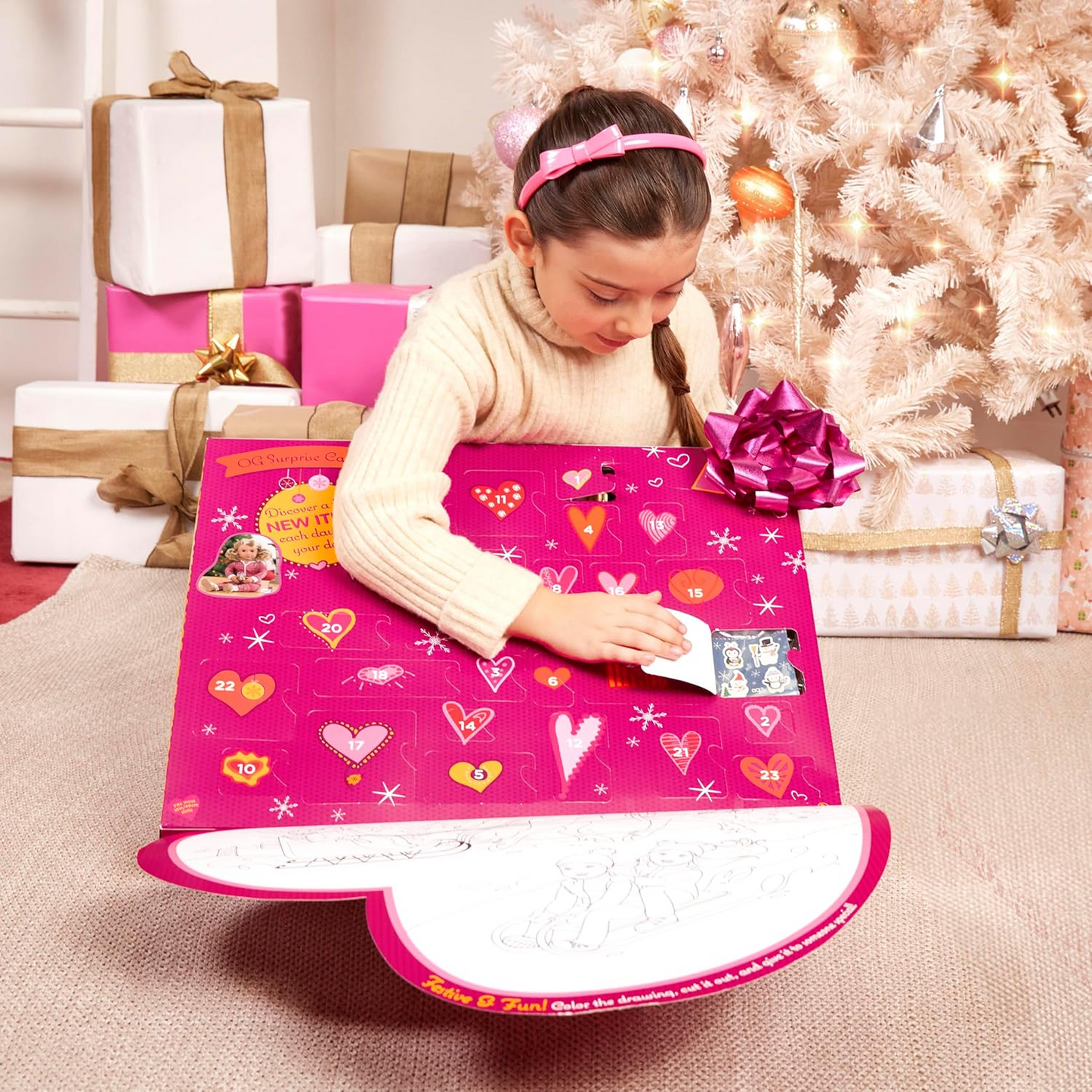 Calendário surpresa Our Generation OG – Calendário do Advento acessório de Natal para bonecas de 45 cm – conjunto de 37 peças