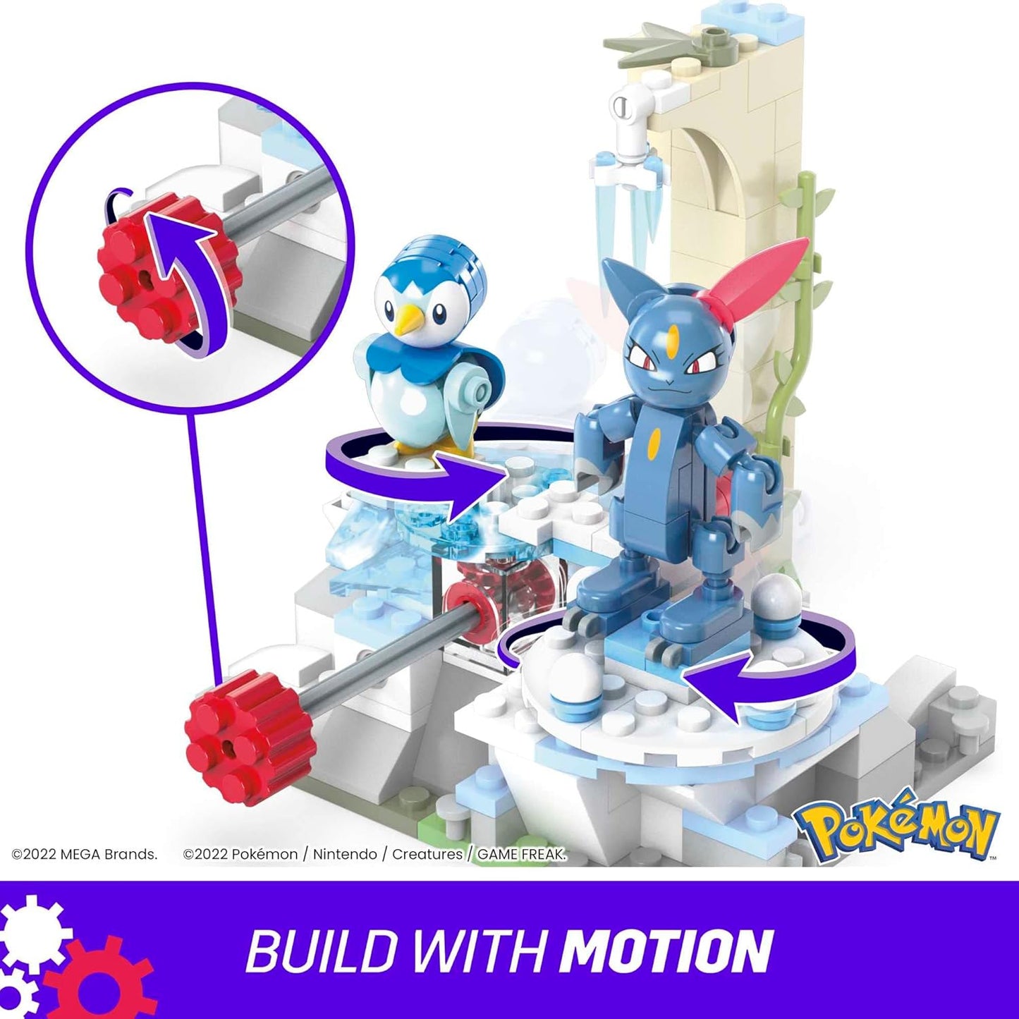MEGA Pokémon Action Figure Building Toys, Piplup e Sneasel's Snow Day com 171 peças e movimento, 2 personagens articulados, para crianças, HKT20