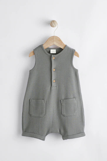 |BabyBoy| Macacão De Jersey Texturizado Para Bebê - Cinza Carvão (0 meses a 2 anos)