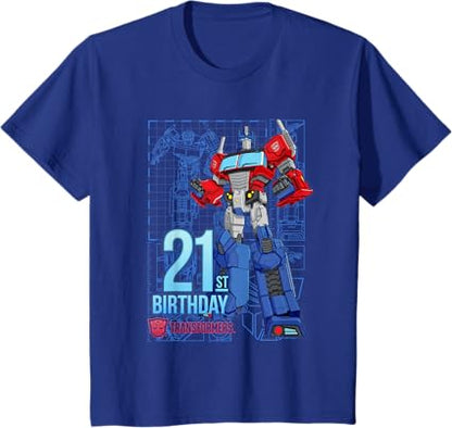 T-shirt de aniversário dos 21 anos do Optimus Prime dos Transformers