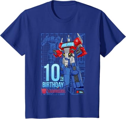T-shirt de aniversário dos 10 anos do Optimus Prime dos TRANSFORMERS