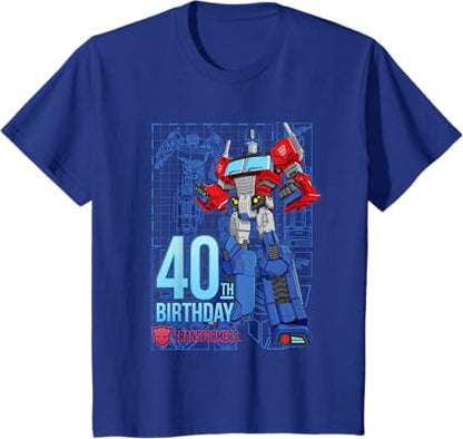 T-shirt de aniversário dos 40 anos do Optimus Prime dos Transformers