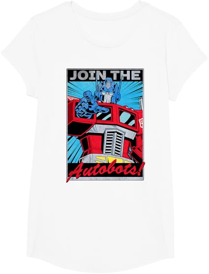 T-shirt com poster retro do Transformers Optimus Prime juntando-se aos Autobots