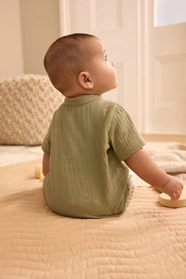 |BabyBoy| Conjunto de Camisa e Shorts Para Bebê Verde Sálvia (0 meses a 2 anos)