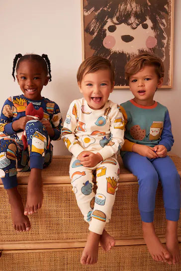|Boy| Pacote De 3 Pijamas Snuggle - Blue/Green Food (9 meses a 12 anos)
