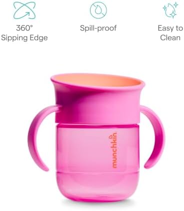 Munchkin Copo Miracle 360 para Bebês | Kit com 2 | 6m+ | 207 ml | Roxo/Coral