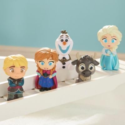 Disney Conjunto de brinquedos de banho Frozen oficial da Store, 5 peças, inclui Elsa, Anna, Olaf, Kristoff e Sven, balde com tampa escorredora, brinquedos para banho ou piscina infantil, a partir de 6 meses