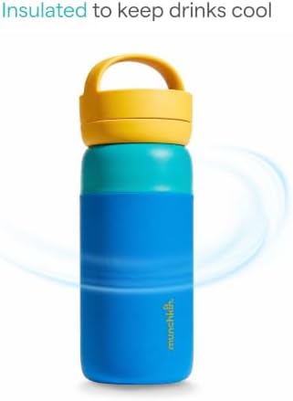 Munchkin Garrafa de Água Térmica com Canudo Stay Cool | 24m+ | 355 ml | Azul