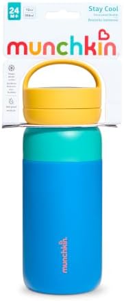 Munchkin Garrafa de Água Térmica com Canudo Stay Cool | 24m+ | 355 ml | Azul