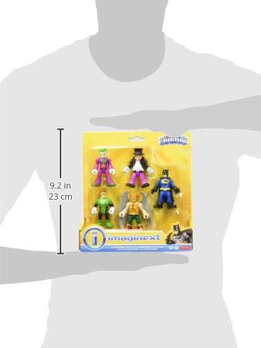 Imaginext BCXV33 Conjunto de Brinquedos com Figuras de Ação dos Super-Heróis da DC - Batman, Coringa, Pinguim, Lanterna Verde e Gavião Negro