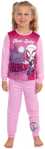 Pijama Marvel para Meninas, Pijama Infantil do Homem-Aranha e Seus Incríveis Amigos, Conjunto de Pijama Aranha Fantasma para Meninas, Ideal para o Inverno, Tamanhos de 18 Meses a 8 Anos