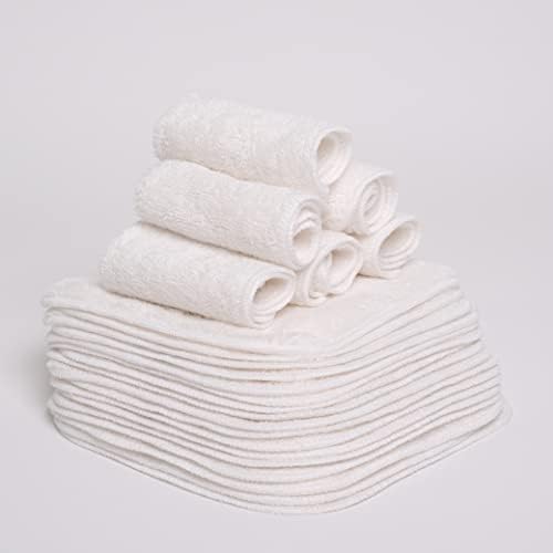 Pacote com 25 Toalhinhas de Bambu Reutilizáveis (Rosto e Bebê) – Toalhas de Flanela Macia de 20 cm x 20 cm com Bolsa Decorativa e Estilosa de 100% Algodão – Essenciais para Recém-Nascidos