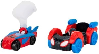 Conjunto de Pista de Construção Caótica do Homem-Aranha e Seus Incríveis Amigos da MARVEL - Pista de corrida dupla de 60 cm de altura com tirolesa, áreas de recreação e veículos exclusivos.
