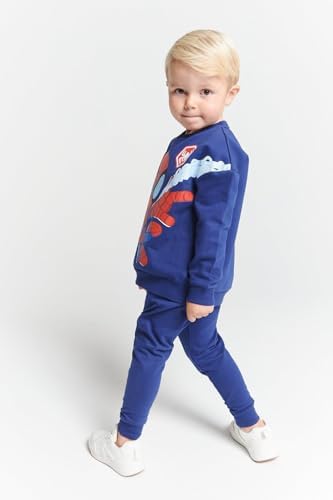 Conjunto de moletom infantil Marvel Homem-Aranha e Seus Incríveis Amigos – Moletom oficial azul-marinho e calça de moletom com punho, conjunto de moletom infantil rico em algodão, roupas do Homem-Aranha para crianças de 1 a 5 anos.