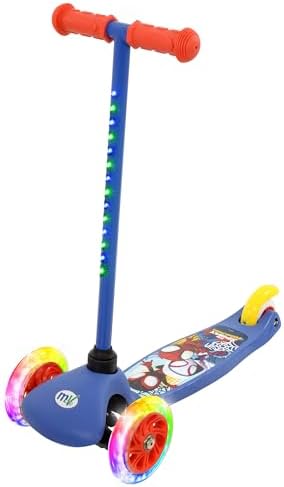 Patinete de 3 rodas Spidey & His Amazing Friends Tilt & Glo com rodas que acendem | Patinete de empurrar infantil | Guidão ajustável | Para crianças a partir de 3 anos