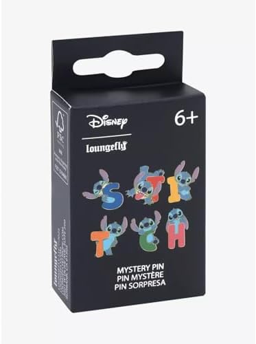 Loungefly - Disney - Lilo & Stitch - Broche de Esmalte Misterioso com Letras e Poses - 1 de 6 para Colecionar - Estilos Variados - Lilo e Stitch - Broches de Esmalte em Caixa Surpresa - Broche Colecionável Fofo e Divertido - para Mochilas