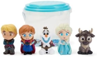 Disney Conjunto de brinquedos de banho Frozen oficial da Store, 5 peças, inclui Elsa, Anna, Olaf, Kristoff e Sven, balde com tampa escorredora, brinquedos para banho ou piscina infantil, a partir de 6 meses