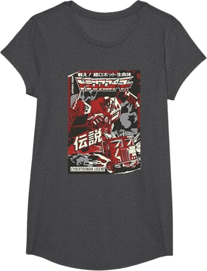 T-shirt Transformers Optimus Prime Capa de Banda Desenhada Japonesa Cybertroniana