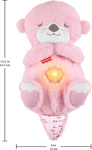 Fisher-Price Brinquedo para Bebê Soothe ‘n Snuggle Lontra, Pelúcia Rosa, Máquina de Som Portátil com Movimento de Respiração e Luzes para Recém-Nascidos a partir de 0 Meses, JLJ33