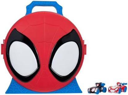 Estojo de transporte Marvel Action Launch do Homem-Aranha e seus Amigos Incríveis - Estojo de 30 cm com lançador giratório e dois veículos exclusivos da linha Amazing Metals.