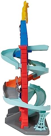 Conjunto de Pista Amazing Metals City do Homem-Aranha e seus Incríveis Amigos da Marvel, com 60 cm de altura - Inclui dois veículos exclusivos de metal fundido de 7,5 cm - Brinquedos de super-heróis para crianças a partir de 3 anos