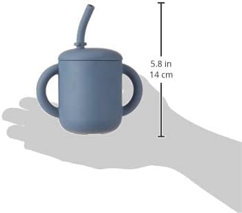 Mushie Copo de Treinamento em Silicone com Canudo | Copo de Transição para Bebês a partir de 6 Meses | Capacidade: 175 mL | Tampa Removível | Material: Silicone de Grau Alimentício | Pode ser lavado na lava-louças e usado no micro-ondas (Tradewinds)