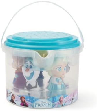 Disney Conjunto de brinquedos de banho Frozen oficial da Store, 5 peças, inclui Elsa, Anna, Olaf, Kristoff e Sven, balde com tampa escorredora, brinquedos para banho ou piscina infantil, a partir de 6 meses