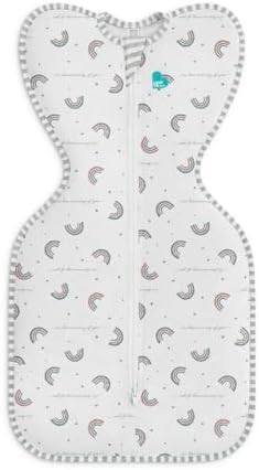 Love To Dream™ Swaddle UP™, Recém-nascido 2,2–3,8 kg – Sonho Arco-Íris | Ajuste perfeito, promove uma rotina de sono saudável | 1,0 Tog Ideal para primavera e verão (20–24 °C) | Algodão lavável à máquina e zíper duplo