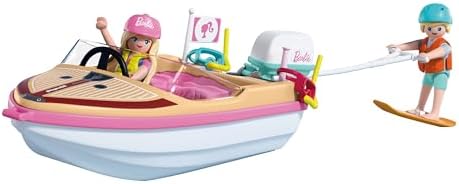 Playmobil | Barbie x Barbie – Barco de Aventura | Lancha com Barbie e Ken | Malibu Summer Vibes e Aventura Aquática | Conjunto Criativo para Crianças a partir de 4 Anos | 72122