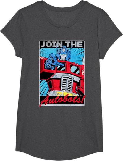 T-shirt com poster retro do Transformers Optimus Prime juntando-se aos Autobots