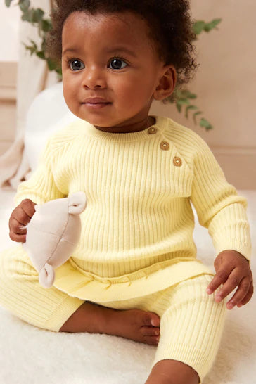 |BabyGirl| Conjunto De 2 Peças Para Bebê Em Malha - Buttermilk Yellow (0 meses a 2 anos)