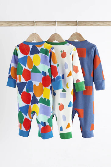 |BabyBoy| Pacote De 3 Pijamas Para Bebê Sem Es - Blue Rainbow (0 meses a 3 anos)