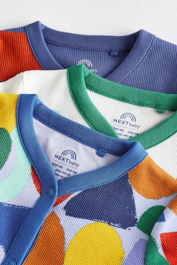 |BabyBoy| Pacote De 3 Pijamas Para Bebê Sem Es - Blue Rainbow (0 meses a 3 anos)