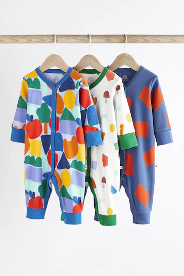 |BabyBoy| Pacote De 3 Pijamas Para Bebê Sem Pés - Arco-Iris Azul (0 Meses - 3 Anos)