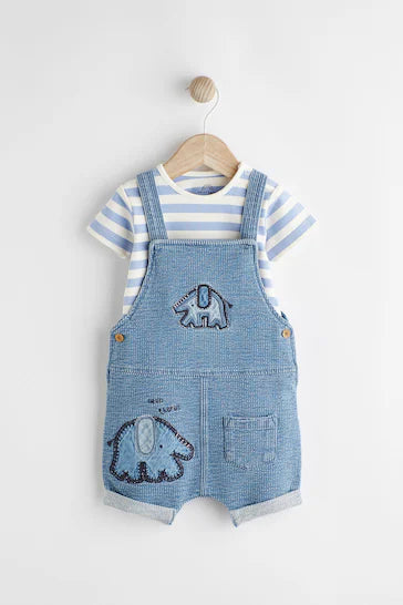 |BabyBoy| Conjunto De Macacão E Macacão Jeans Elefante Elefante (0 meses - 2 anos)