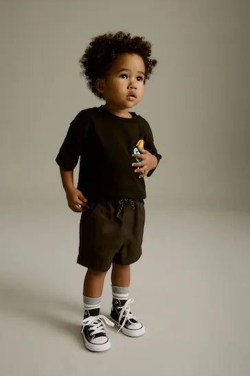|Boy| Shorts Pull-On - Preto (3 meses - 7 anos)