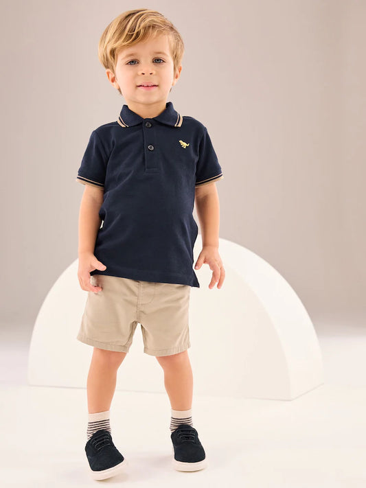 |Boy| Calções Chino Cor Pedra (3 meses a 7 anos)