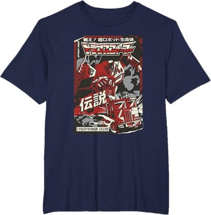 T-shirt Transformers Optimus Prime Capa de Banda Desenhada Japonesa Cybertroniana