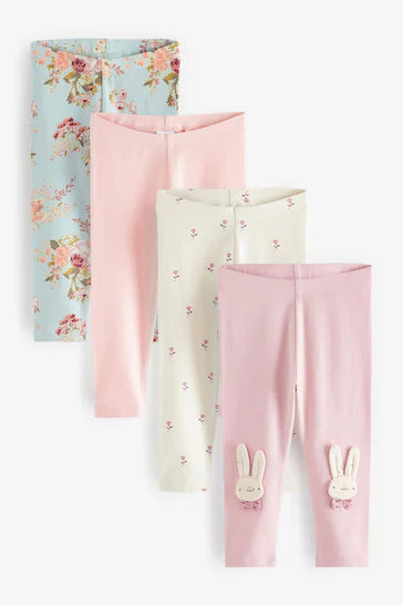 |Girl| Pacote de 4 leggings de coelho rosa (3 meses a 7 anos)