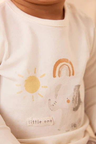 |BabyGirl| Pacote De 2 Camisetas e Leggings Para Bebê Cream Elephant (0 meses a 2 anos)