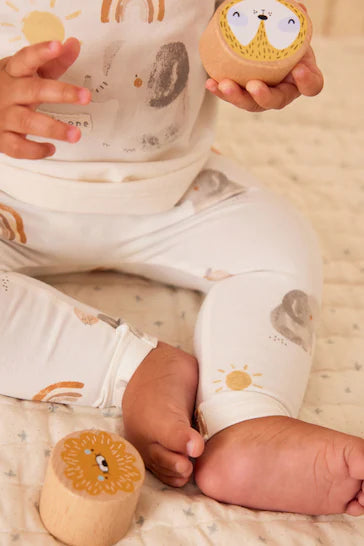 |BabyGirl| Pacote De 2 Camisetas e Leggings Para Bebê Cream Elephant (0 meses a 2 anos)