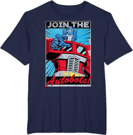 T-shirt com poster retro do Transformers Optimus Prime juntando-se aos Autobots