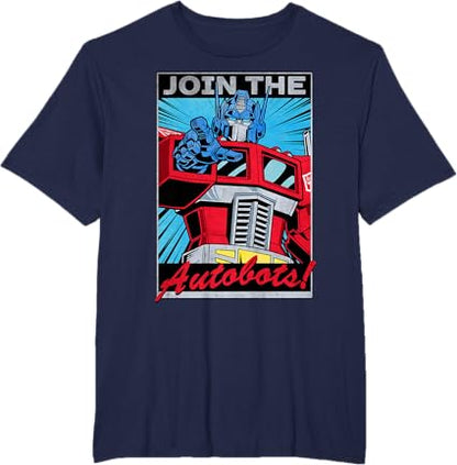 T-shirt com poster retro do Transformers Optimus Prime juntando-se aos Autobots