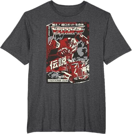 T-shirt Transformers Optimus Prime Capa de Banda Desenhada Japonesa Cybertroniana