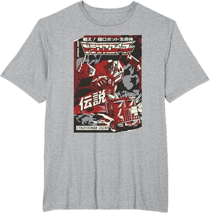 T-shirt Transformers Optimus Prime Capa de Banda Desenhada Japonesa Cybertroniana