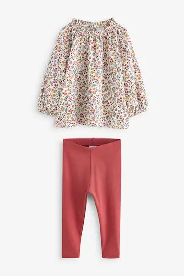 |Girl| Conjunto Blusa E Leggings - Floral Laranja (3 meses a 7 anos)