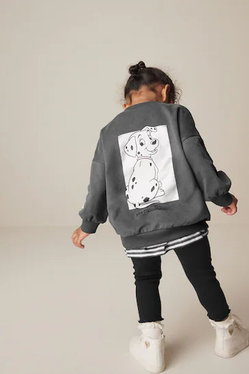|Girl| Conjunto De Blusa e Legging Cinza Carvão Disney 101 Dalmations De Manga Comprida (3 meses a 7 anos)