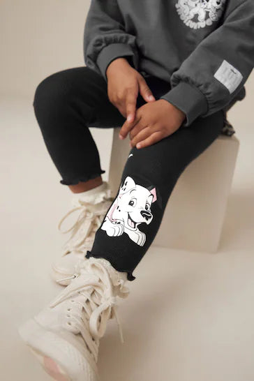 |Girl| Conjunto De Blusa e Legging Cinza Carvão Disney 101 Dalmations De Manga Comprida (3 meses a 7 anos)