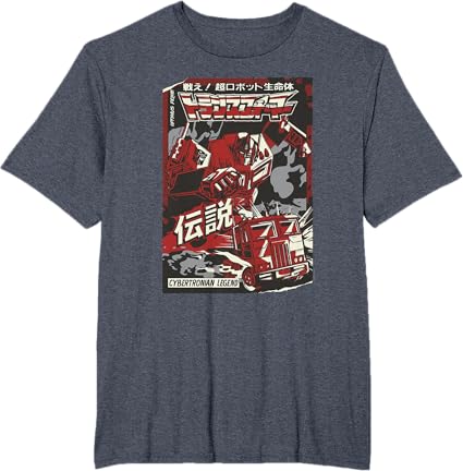 T-shirt Transformers Optimus Prime Capa de Banda Desenhada Japonesa Cybertroniana